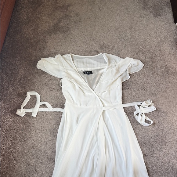 Lulus Wonderful Day White Wrap Maxi Dress SIZE M - Picture 3 of 7